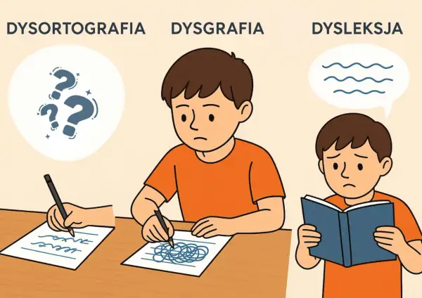 Chłopcy zmagają się z dysleksją i dysortografią. Jeden pisze chaotycznie, drugi z trudem czyta.
